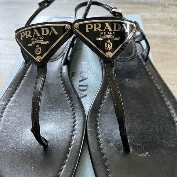 Prada Triangle Logo Sandals - Picture 7 of 9